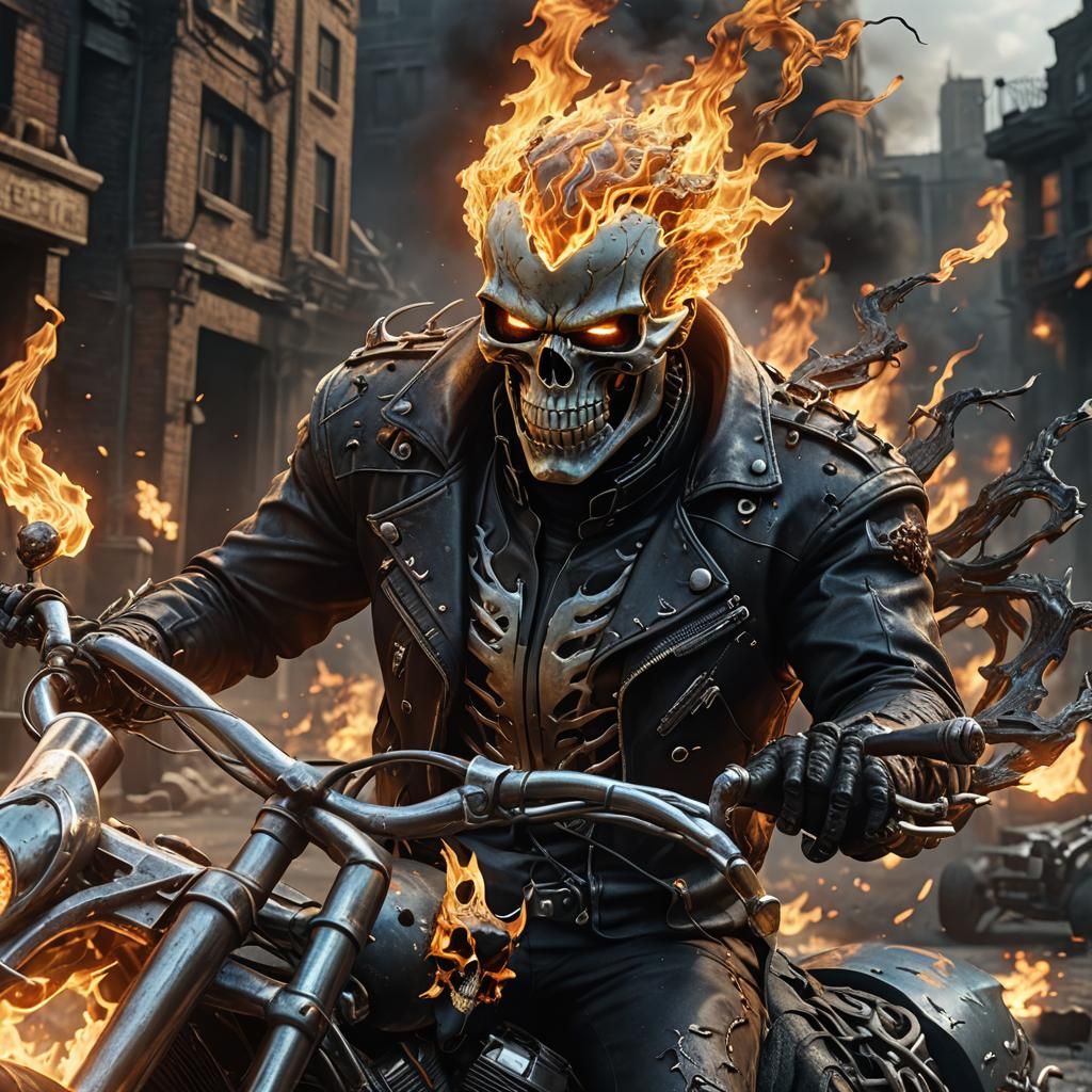 Ghost Rider Close-Up: Detailed Matte Painting