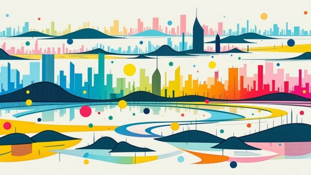 Hyperrealistic Cityscape with Geometric Skyline and Occult G...