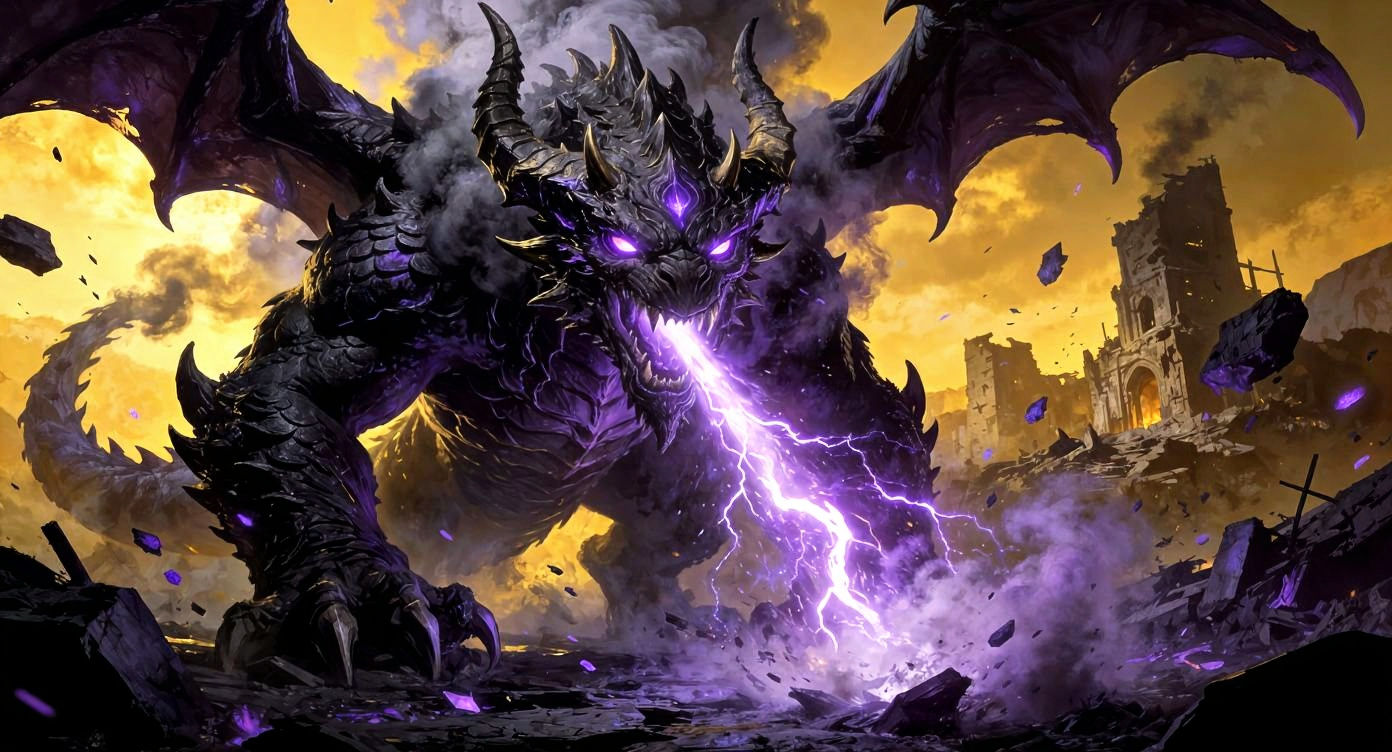 Dark Lord Dragon Unleashes Void Energy Beam