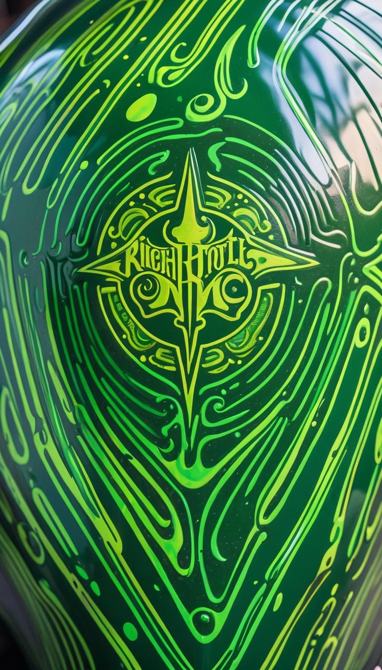 Custom Pinstripe Motorcycle Gas Tank in Green