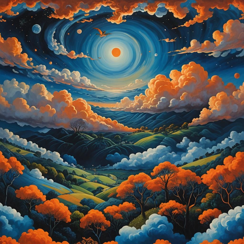 Blue Earth in Space: Magical Realism Art