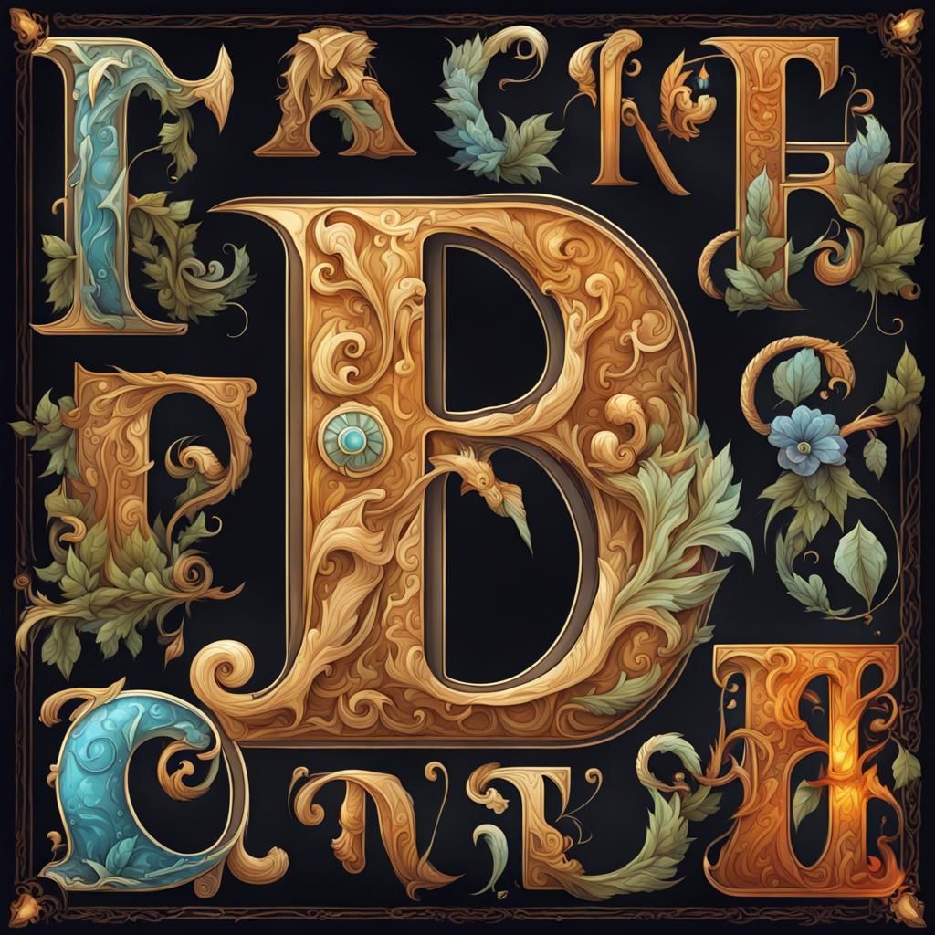 English Alphabet in Fantasy Art Style