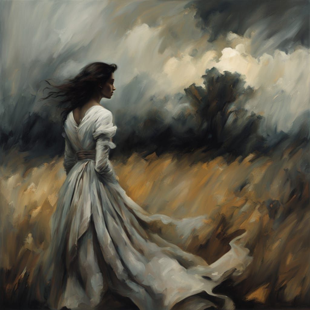 Romanticism Portrait of Modern Woman with Soulful Eyes