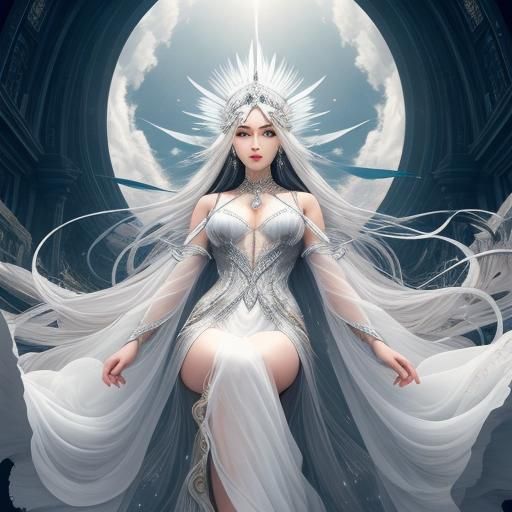 Wind Goddess in Silver, Digital Matte Painting