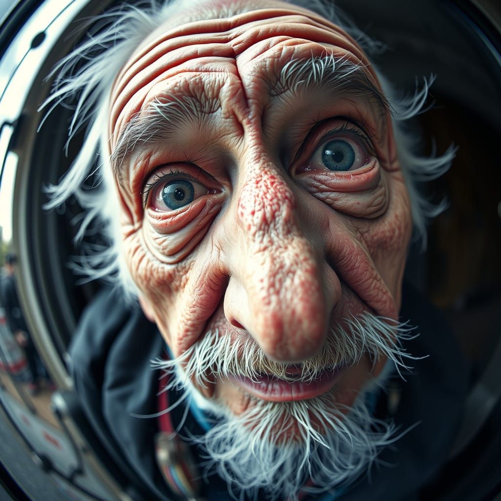 Ethereal Fisheye Portrait of a Wise Old Man