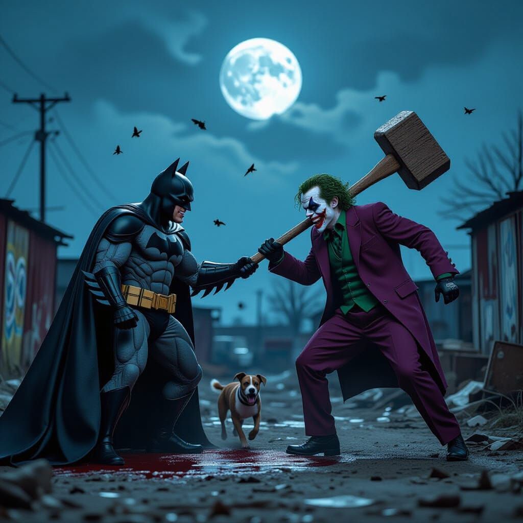 Batman vs Joker: Epic Junkyard Battle in Hyperrealistic Styl...