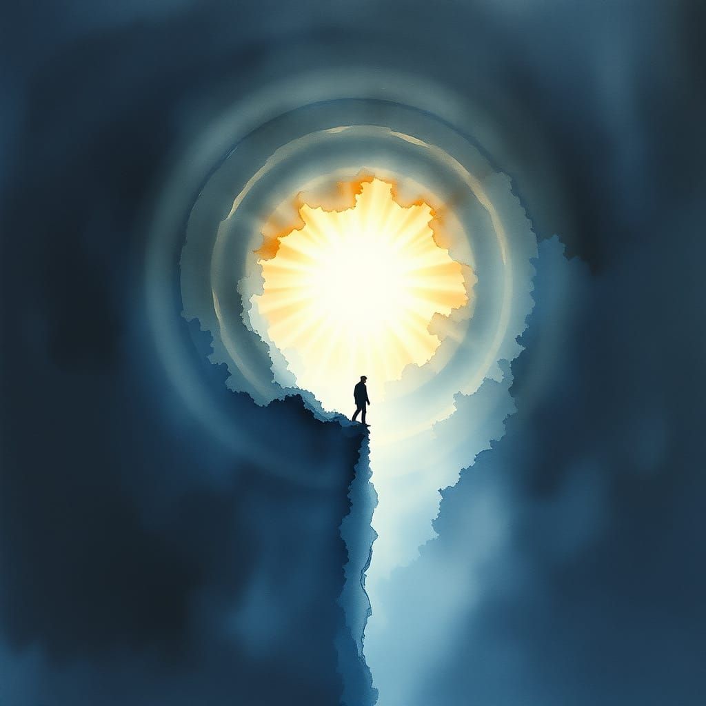 Watercolor Portrait Stepping into Infinity