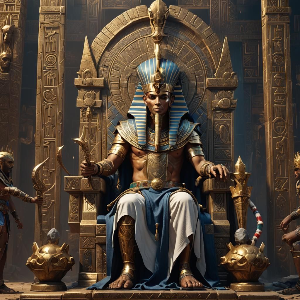 Pharaoh on Throne: Dark Fantasy Concept Art