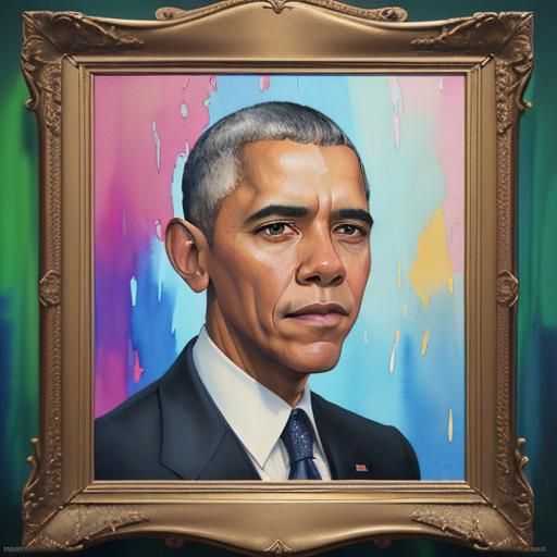 Barack Obama Portrait in Gouache Impressionist Style