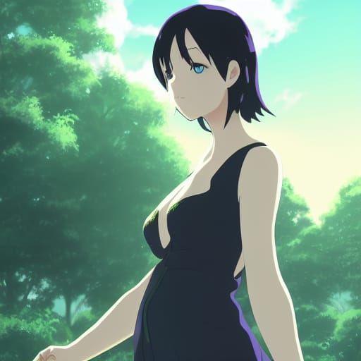 Goth Girlfriend in Studio Ghibli Anime Style