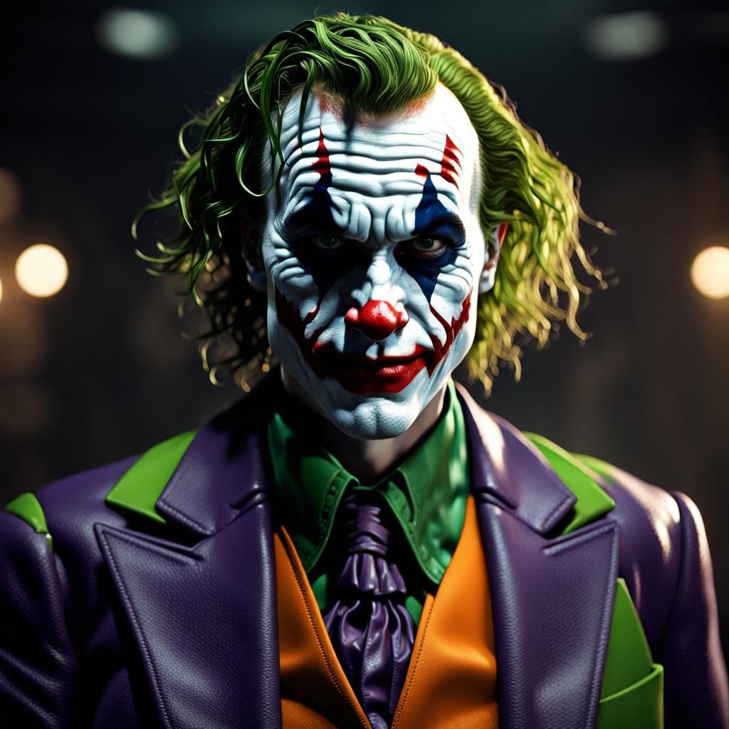 Hyperrealistic Joker Portrait with Dramatic Lighting
