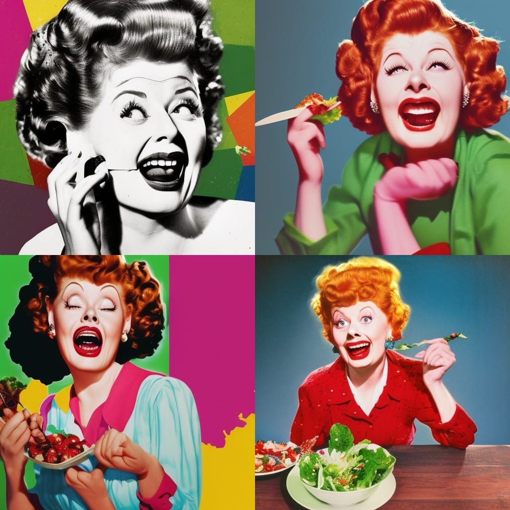 Lucille Ball Laughing: Hyperrealistic Splash Art