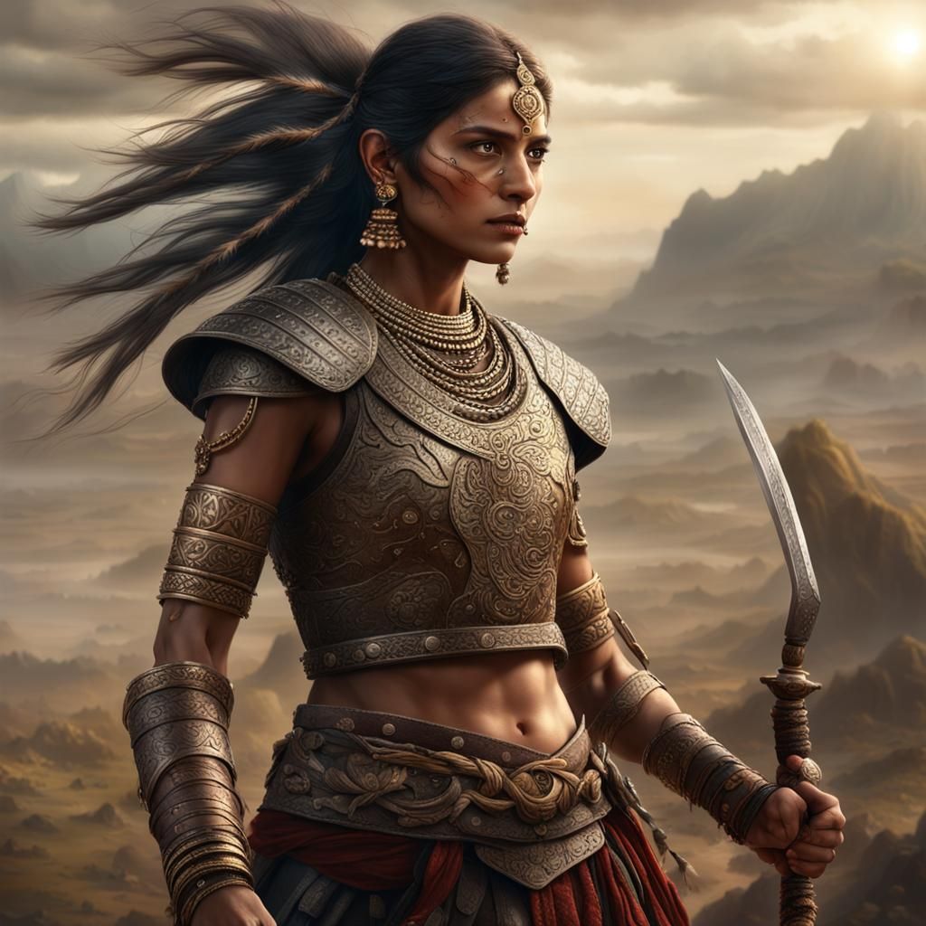 Indian Warrior Girl in 16th Century Attire
