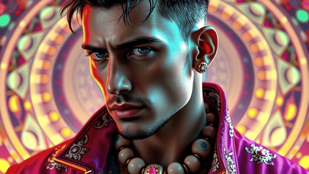 Glamorous Futuristic Gentleman in Hyperrealistic Portrait