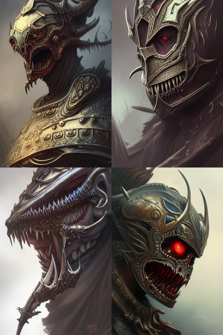 Undead Warrior Portrait in Ornate Demon Armor