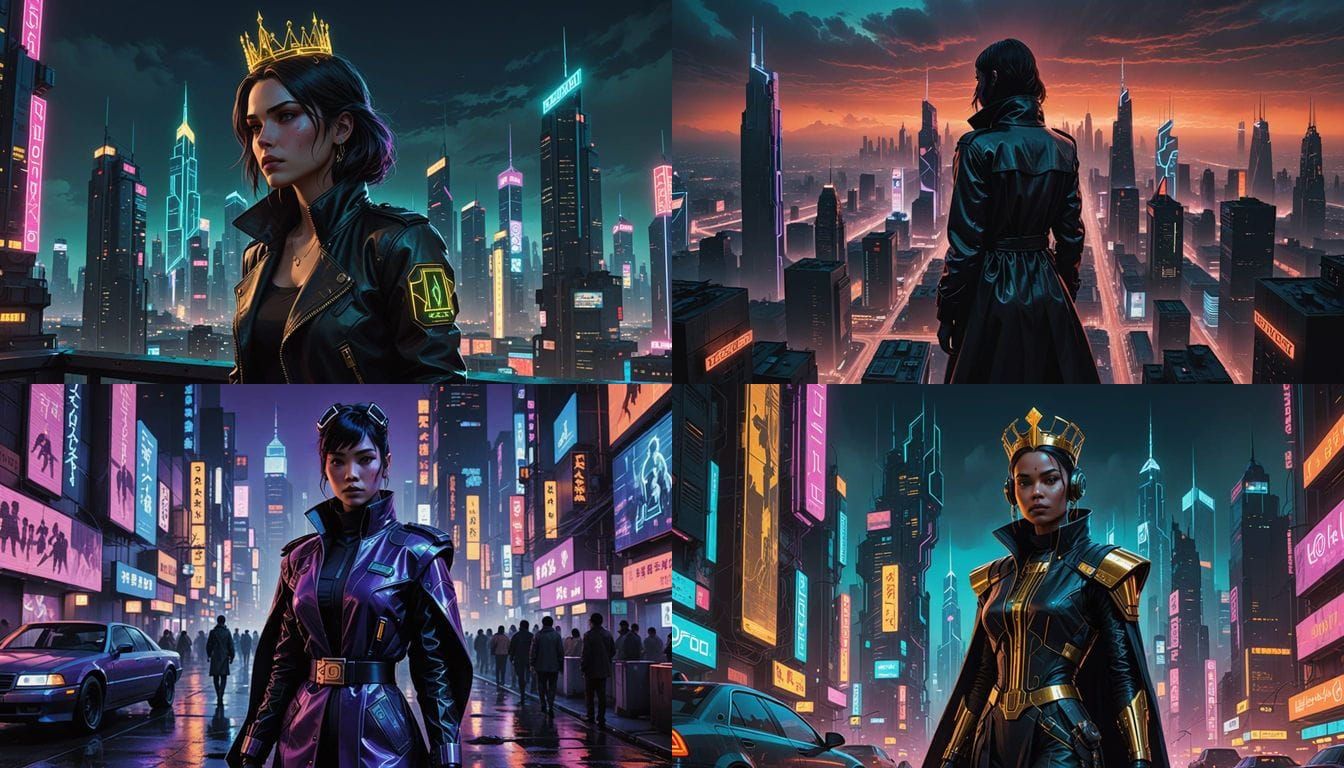 Cyberpunk Queen of the Underworld Reigns Supreme in Neon-Lit...
