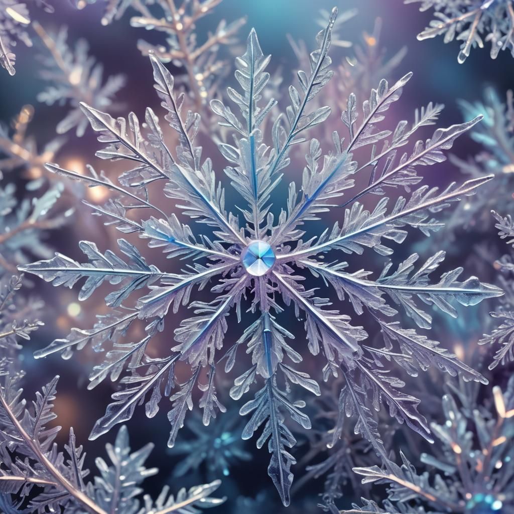 Iridescent glowing snowflake