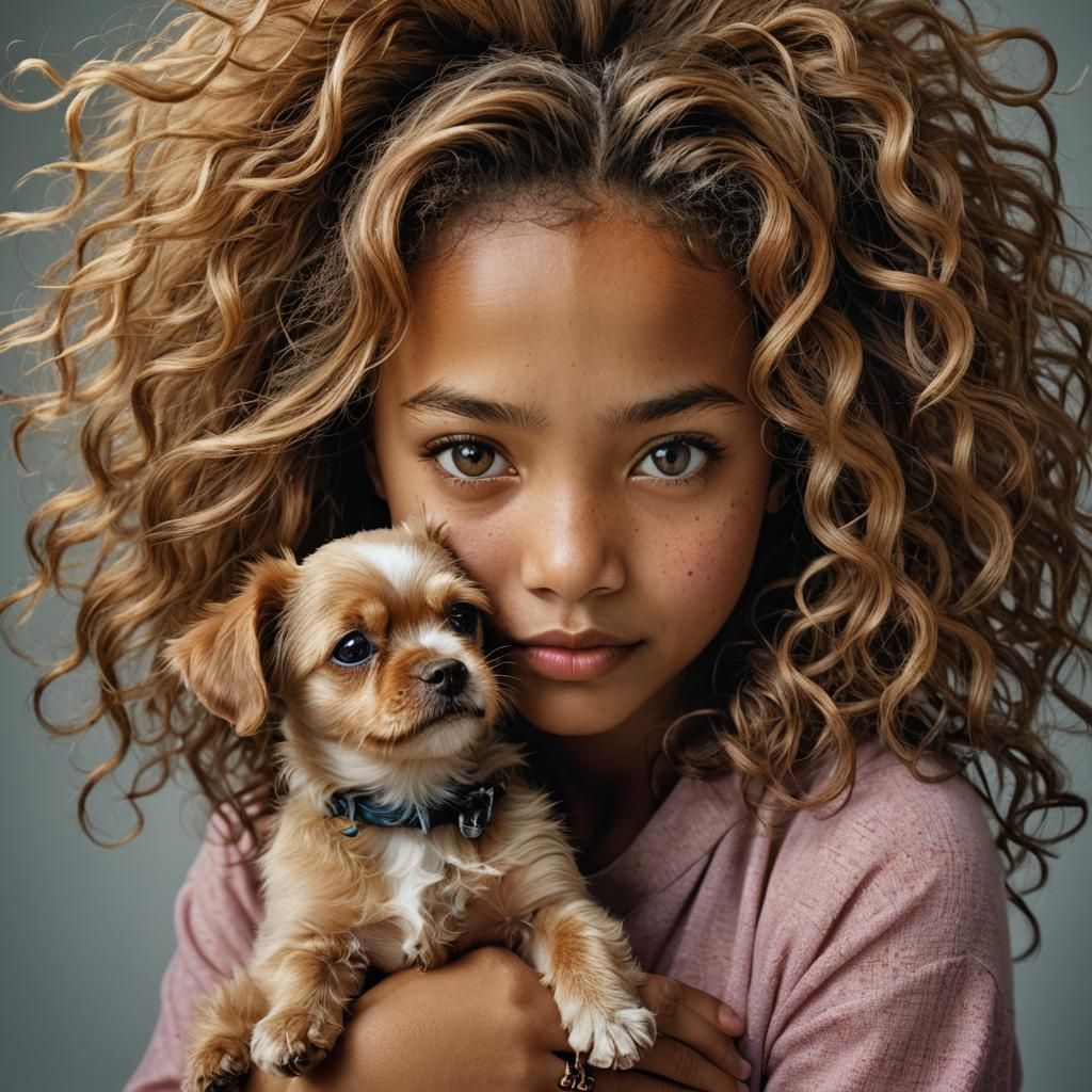 Girl and Dog Portrait in Professional Photography Style