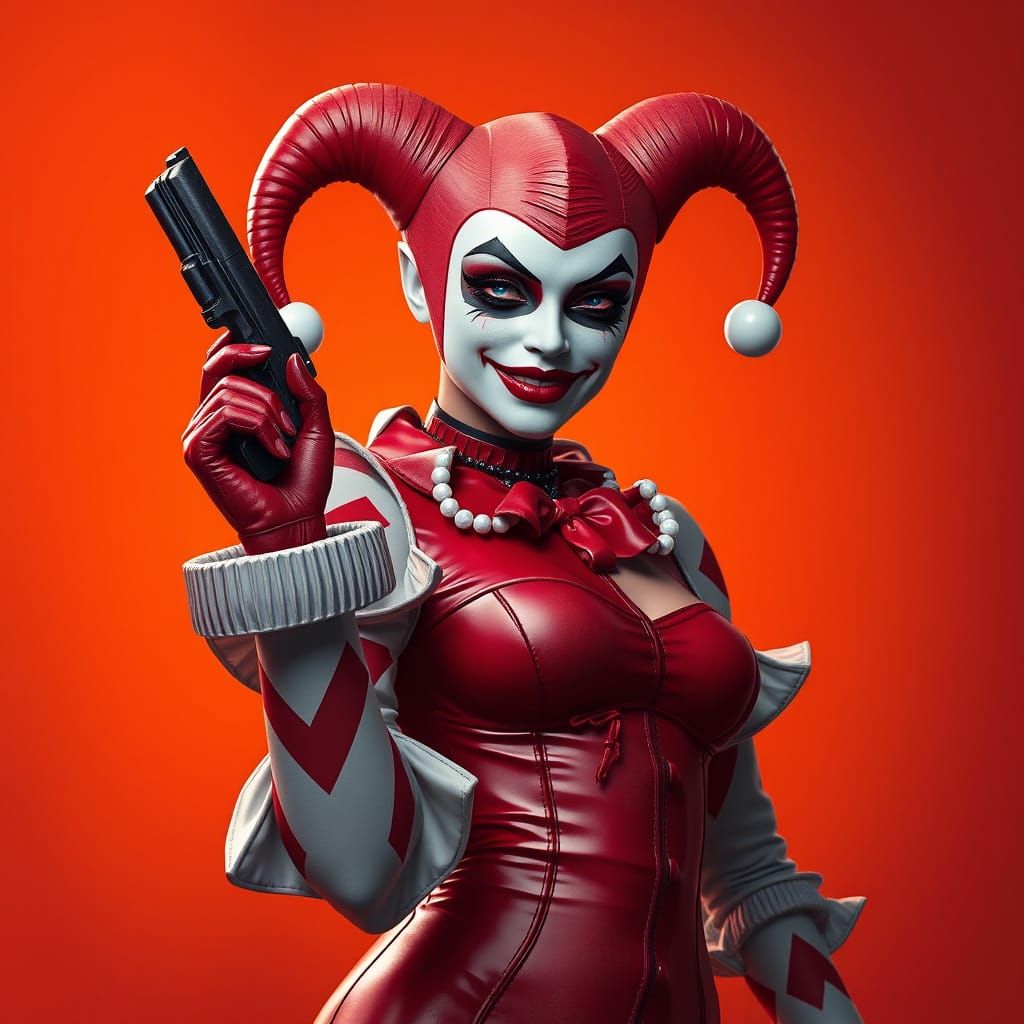 Harley Quinn in Vibrant Fantasy Concept Art Style