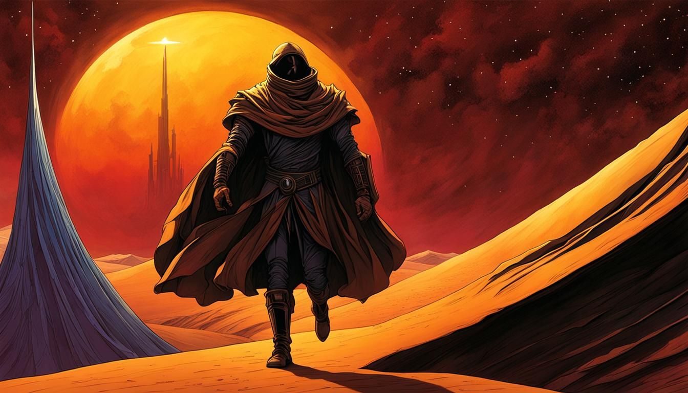 Sci-Fi Dune Illustration with Vibrant Colors