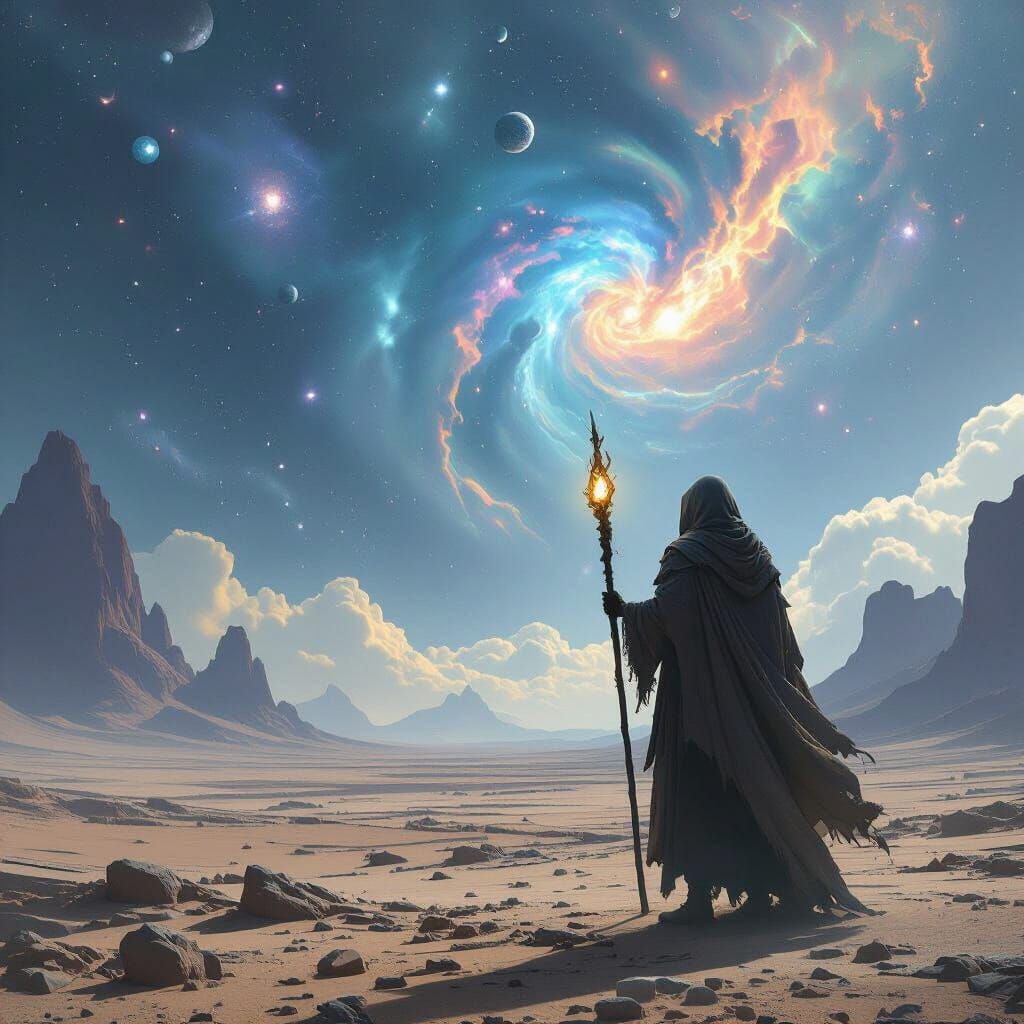 Wasteland Wanderer Gazes at Distant Galaxies