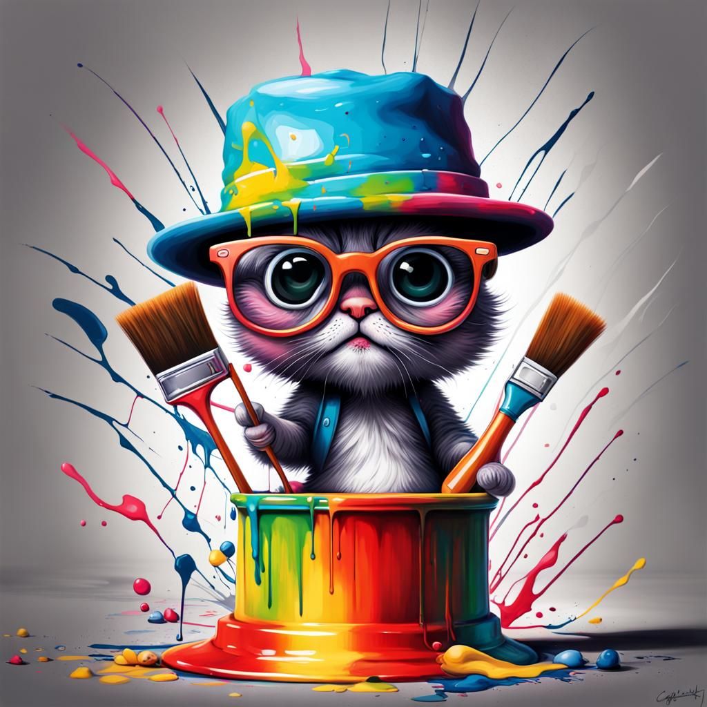 Colorful Graffiti Art: Baby Spindle with Brush
