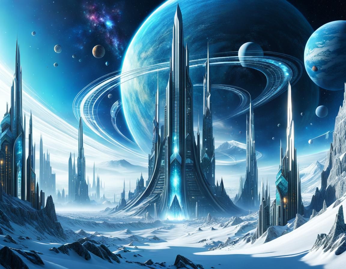 Crystal Arcology on Alien Planet in Retrofuturism