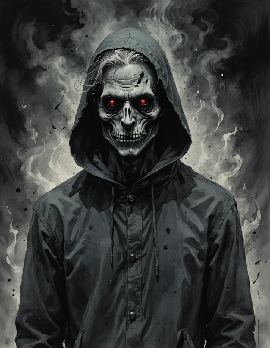 Mystical Ghoul in Charcoal Artistry