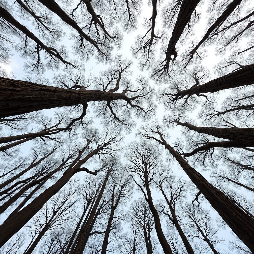 Majestic Fractal Forest Giants from Below