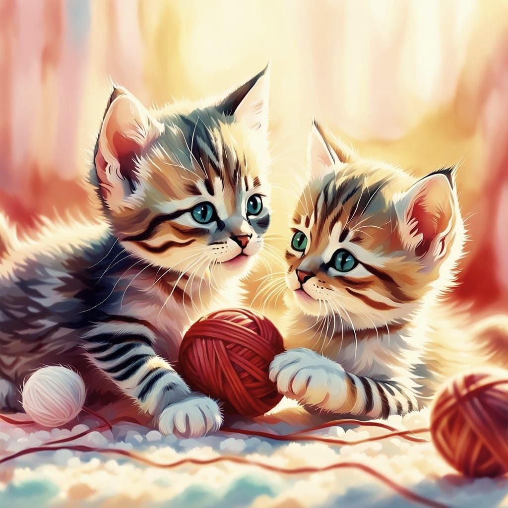 Playful Red Striped Kittens Generated by AI