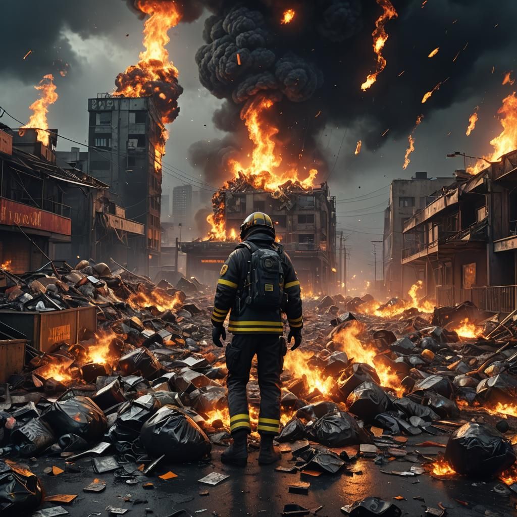 Fiery Earth Consumed by Plastic Waste in 3D