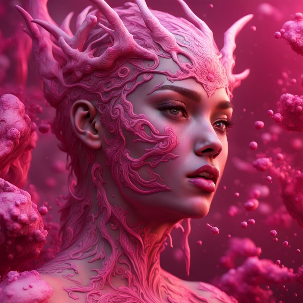 Detailed Matte Painting of Pink Skin in Deep Color