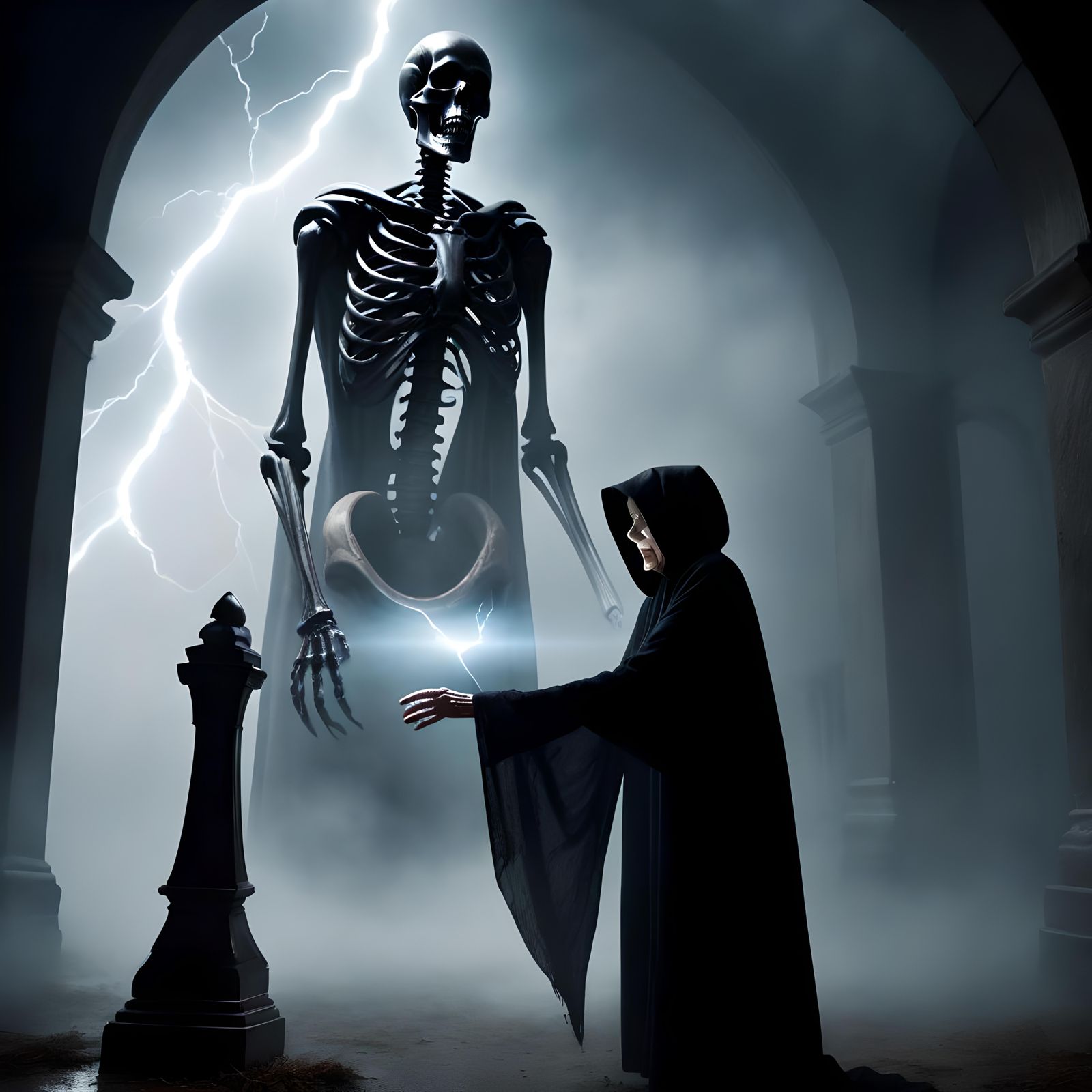 Grim Reaper and Hourglass: A Cinematic Scene