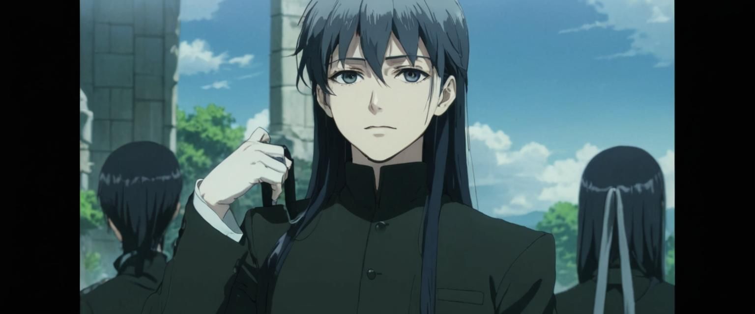 Ethereal White-Haired Anime Man in Relaxed Scene