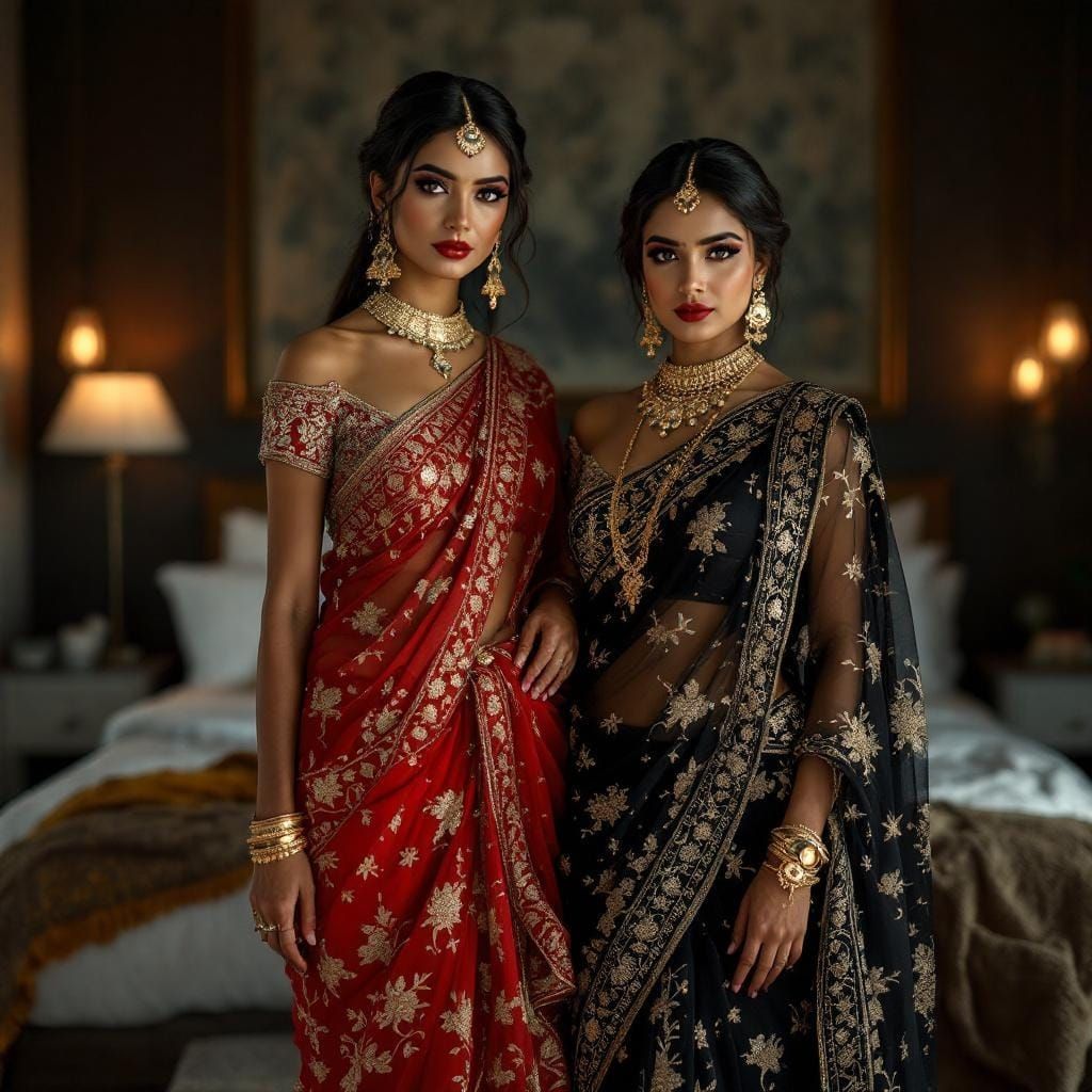 Indian Women in Sarees: A Hyperrealistic Portrait
