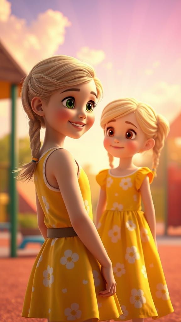 Confident Emma Welcomes New Friend Lily in Vibrant Playgroun...