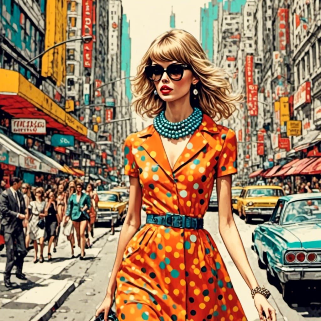 Taylor Swift - High fashion go-go dress, 60's style