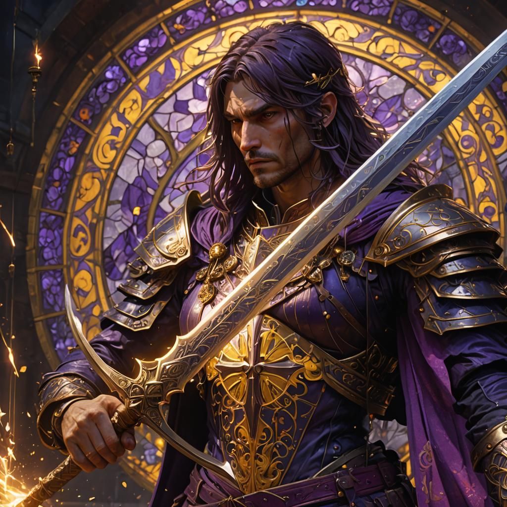 Dynamic Dark Fantasy Warrior Swinging Sword