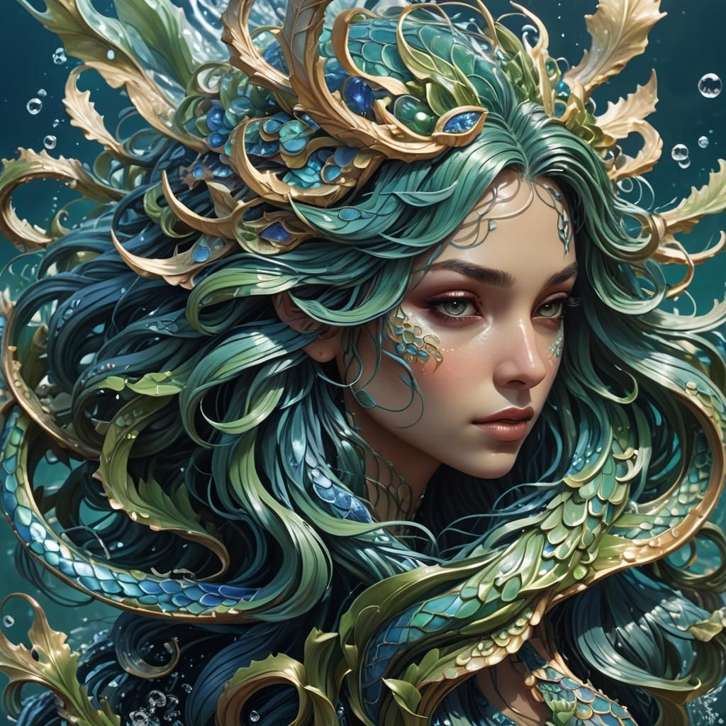 Majestic Sea Creature Portrait in Vibrant Digital Art