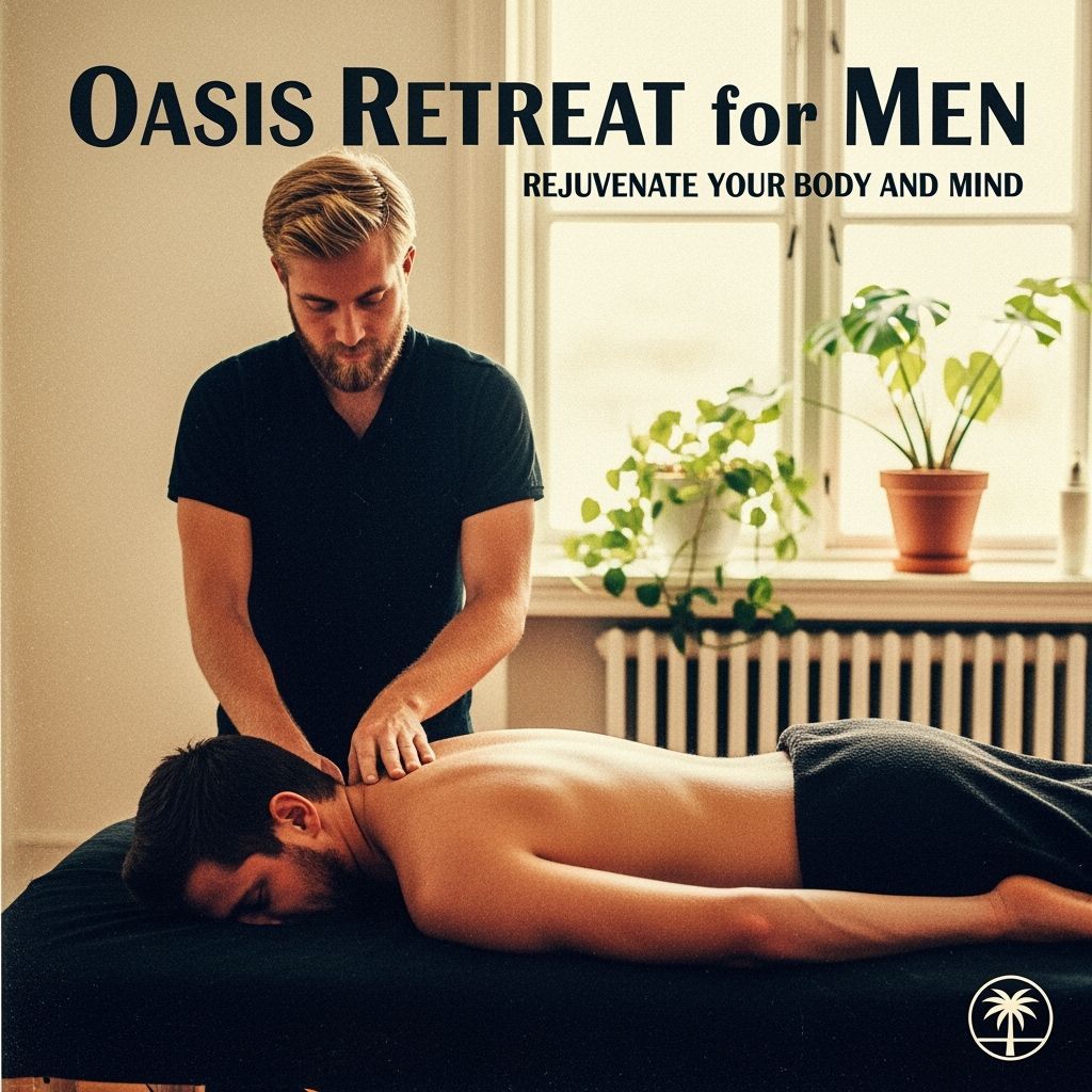 Vintage Men's Wellness Resort Ad in Mid-20th Century Style