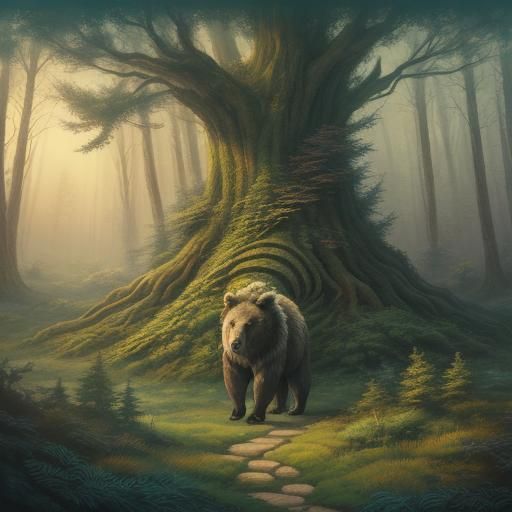 San Rides a Wolf in Ghibli Style Forest