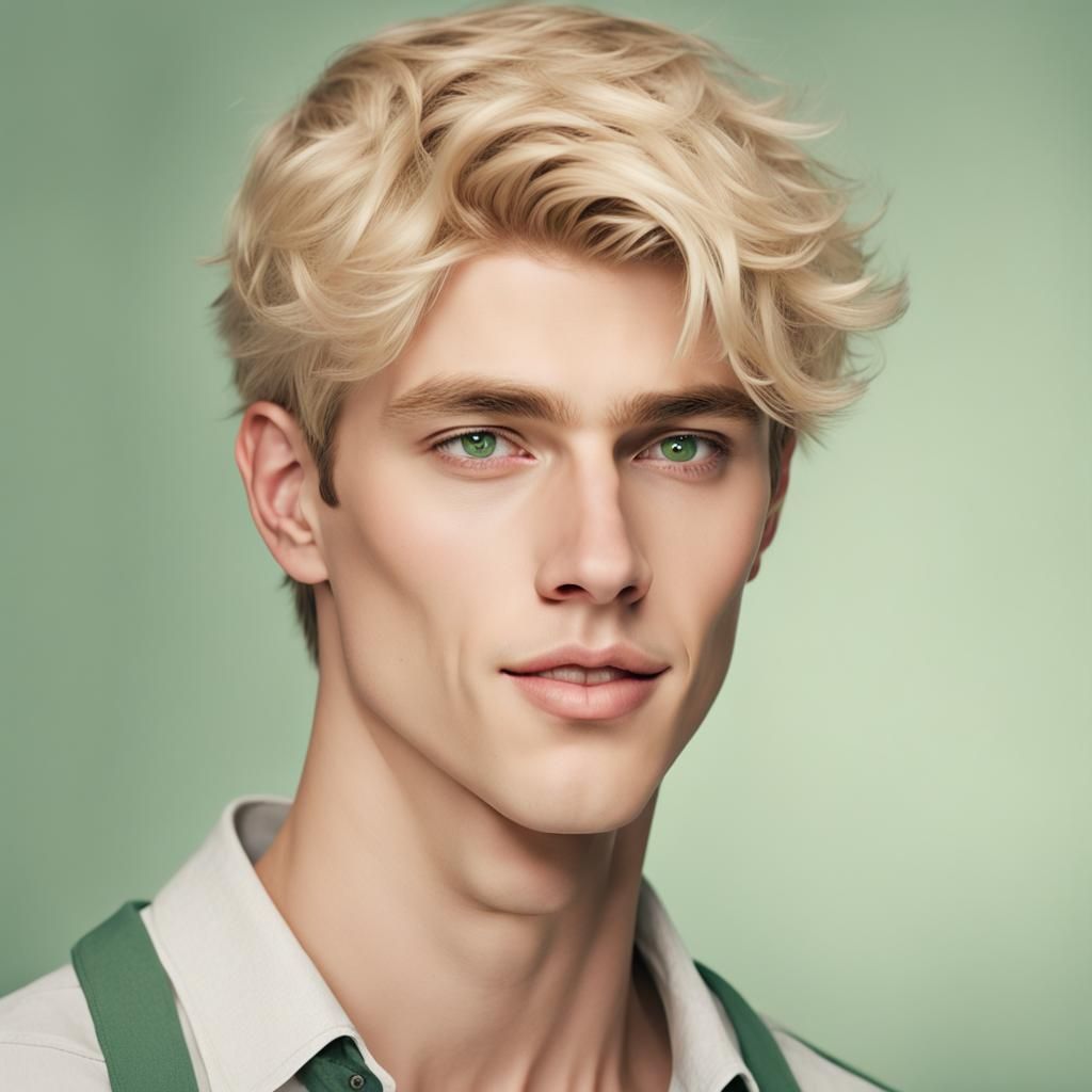 Handsome Blond Man with Emerald Eyes: Fantasy Concept Art