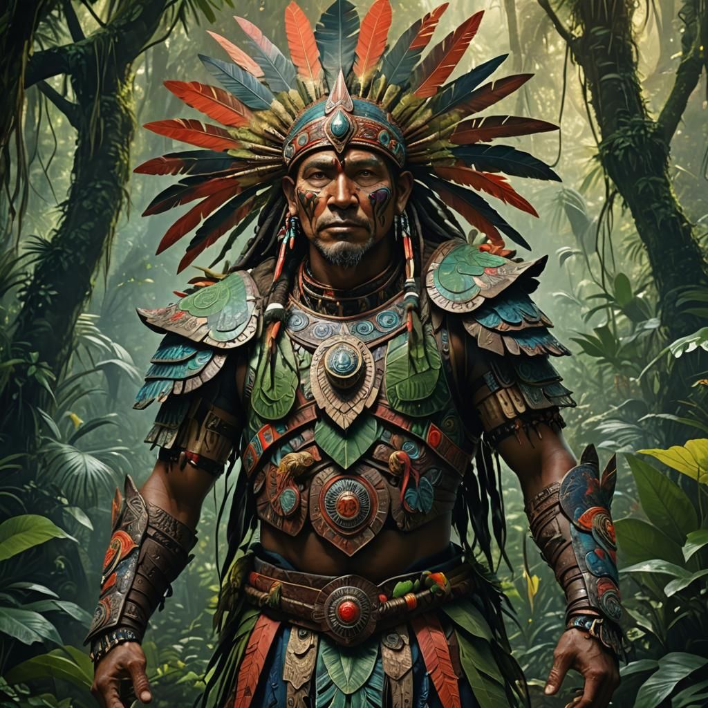 High-Fantasy Tribal Leader in Jungle Setting