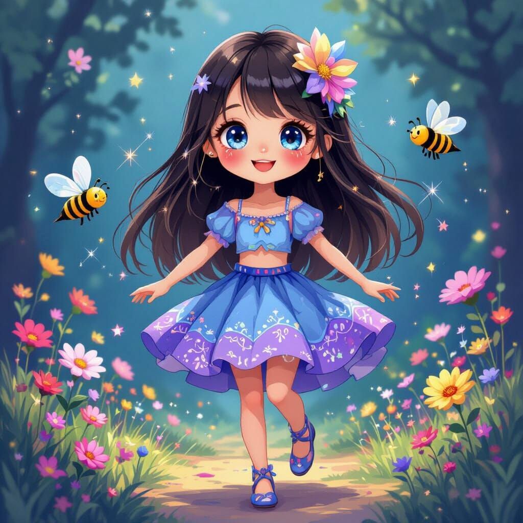 Helena Honey Bee With Sparkling Cheeks and Blue/Purple Outfi...