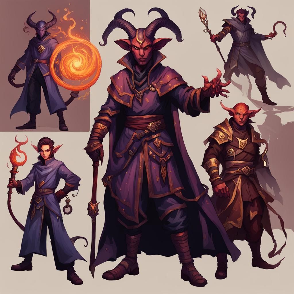 Tiefling Warlock Character for Dungeons and Dragons