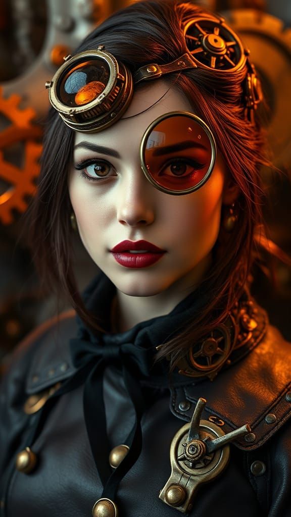 Steampunk Engineer in Warm Gilded Hues