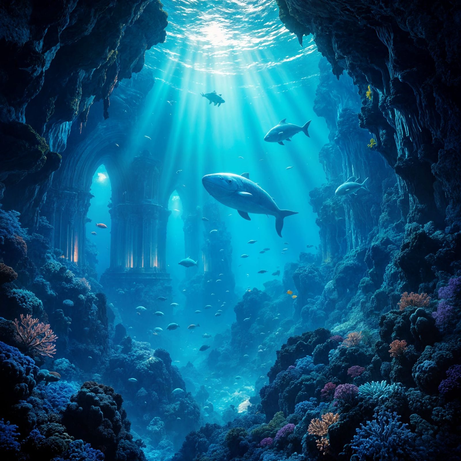 Vast Underwater Coral Cathedrals Teeming With Bioluminescent...