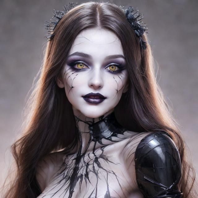 Beautiful Woman with Gothic Makeup: Hyperrealistic Digital P...