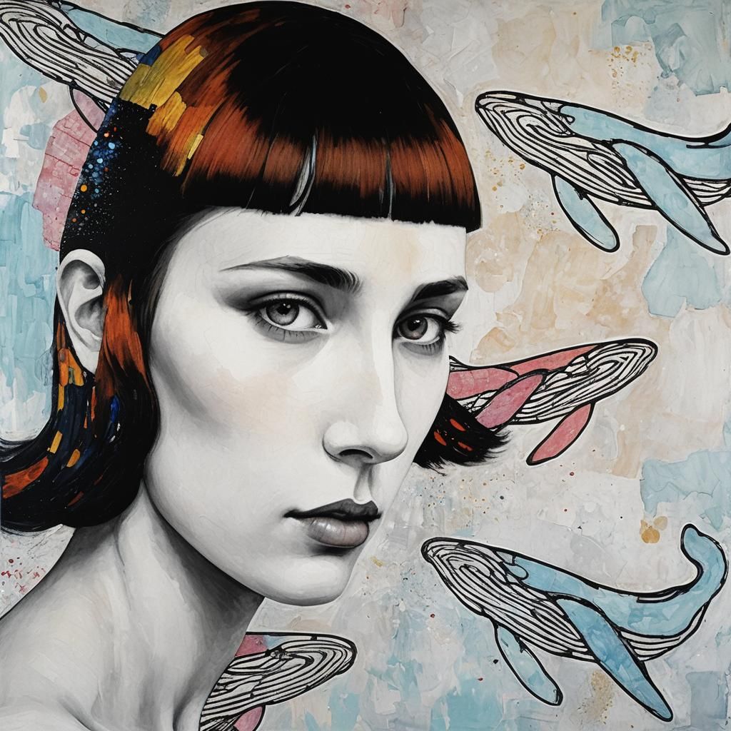 Colorful Abstract Art in Gustav Klimt Style