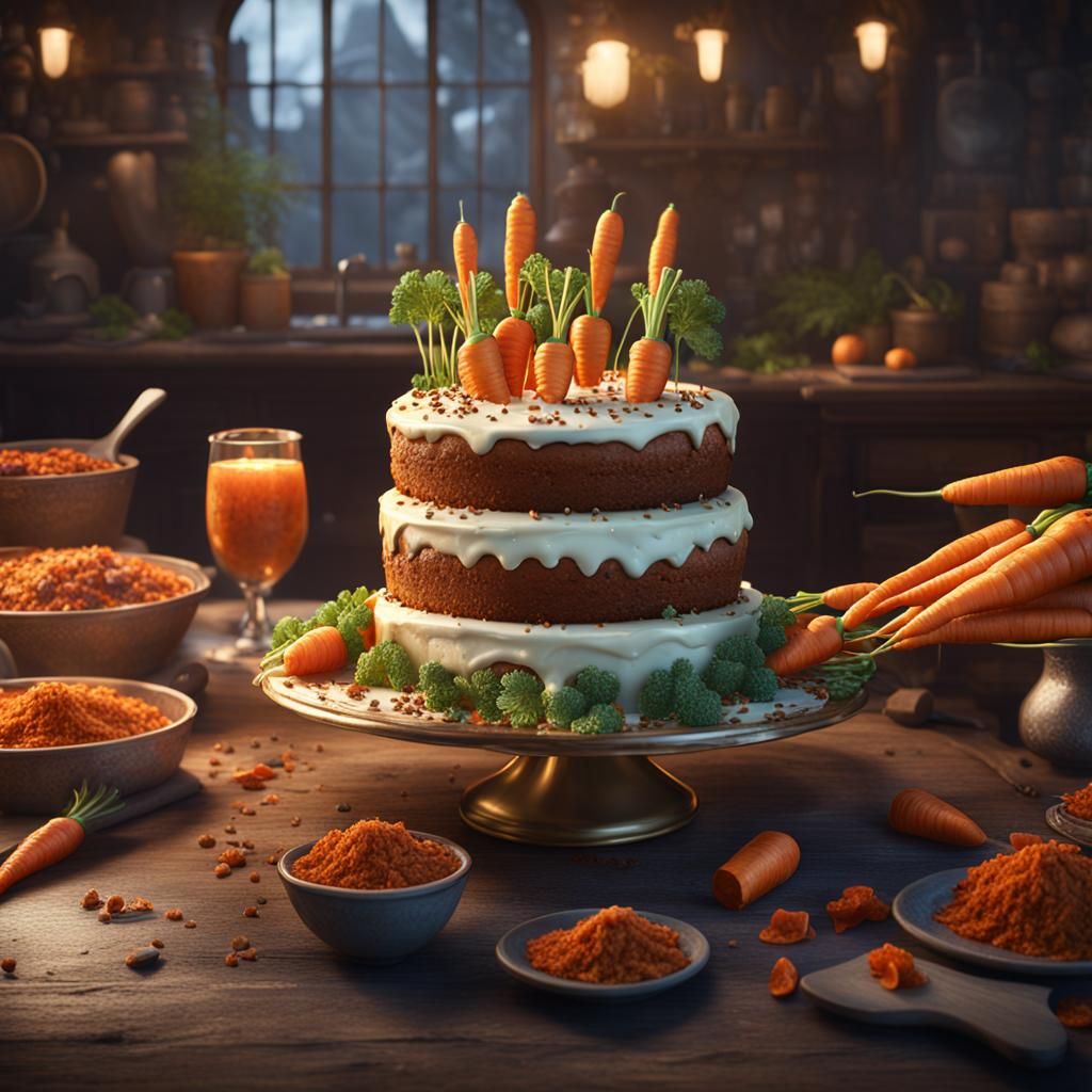 Detailed Carrot Cake Matte Painting in 8K